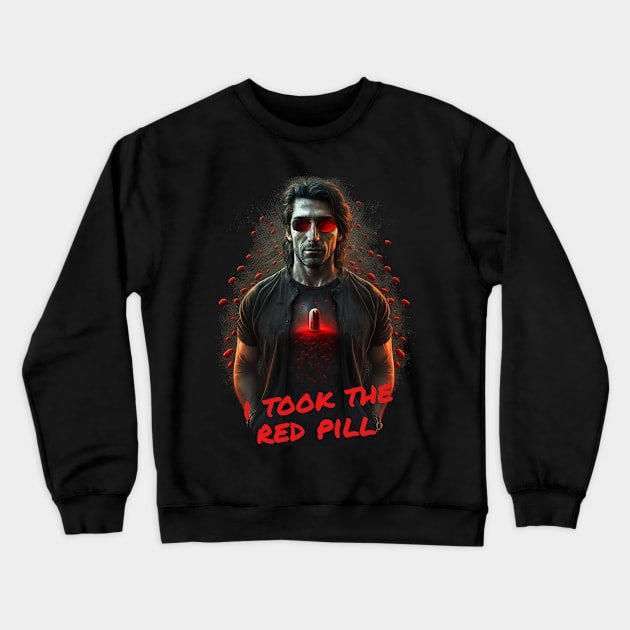 Red Pill Dude Crewneck Sweatshirt by infernoconcepts